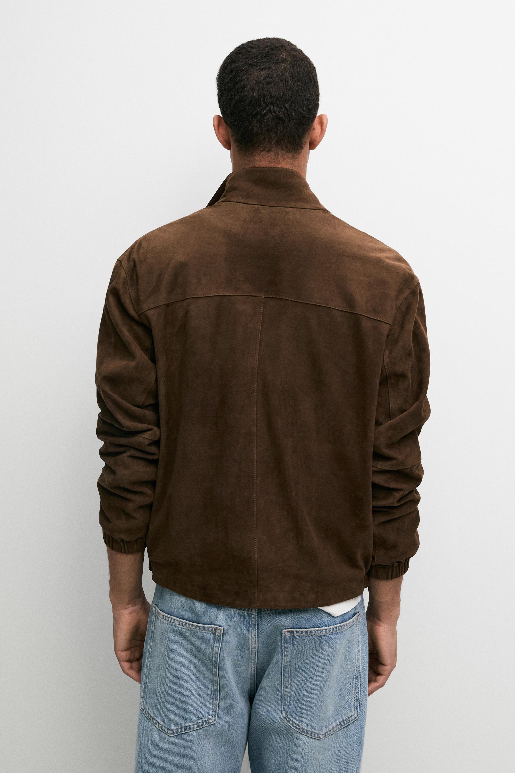 Blouson en cuir et daim